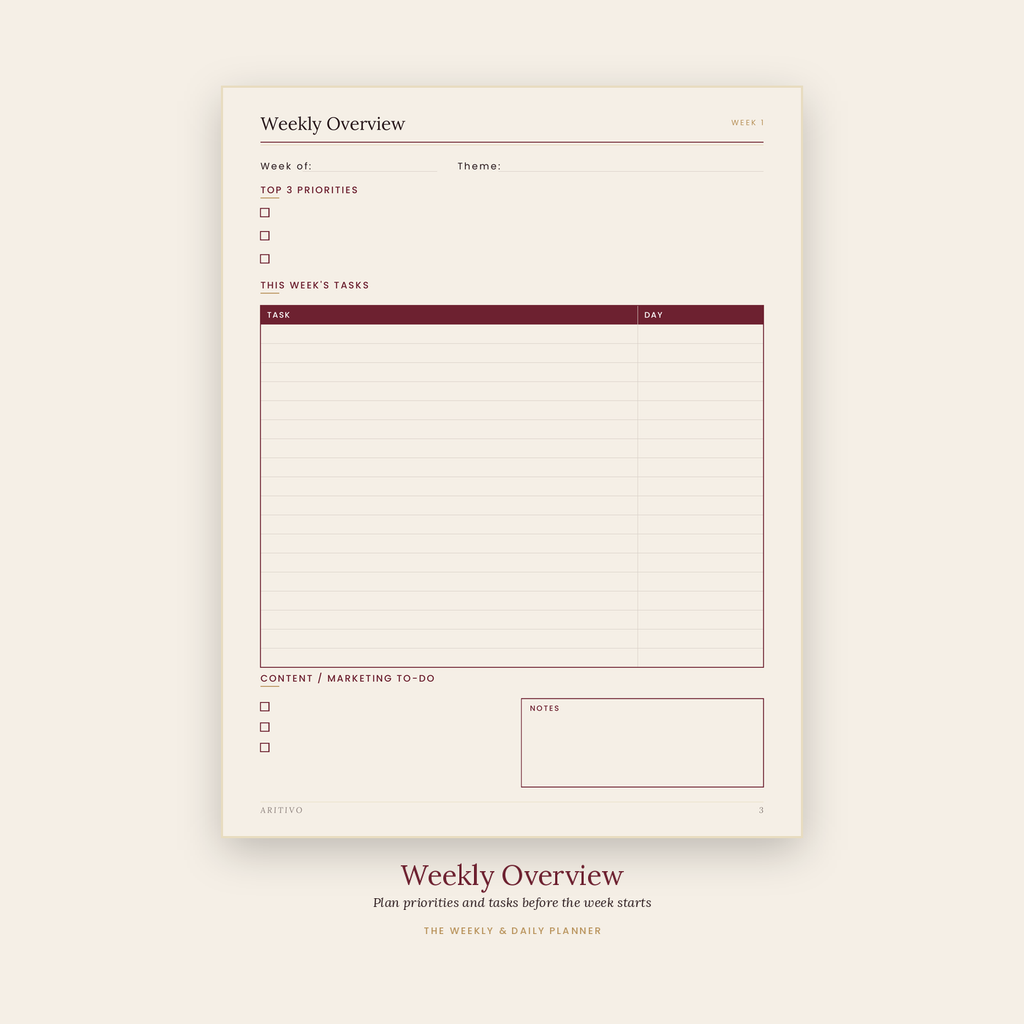 The Weekly & Daily Business Planner